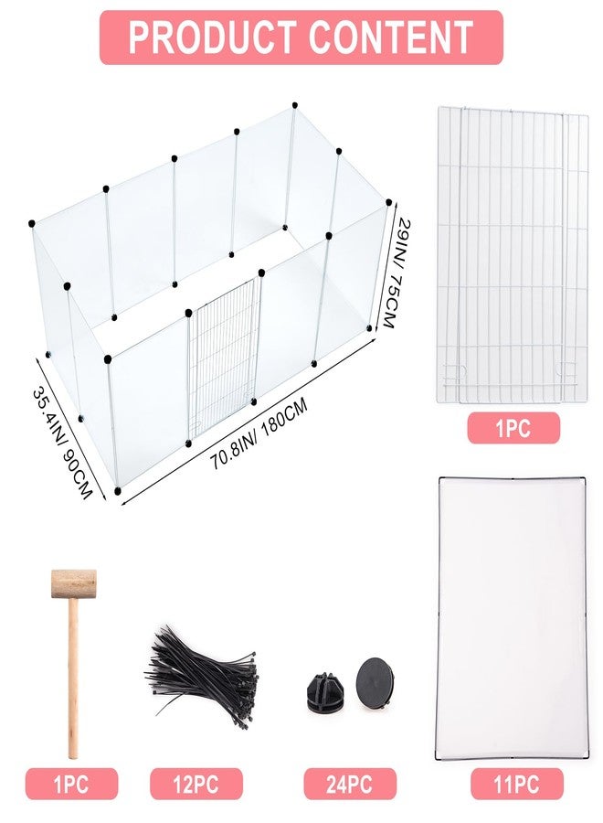 BRIAN & DANY قفص لعب متنقل للكلاب من بريان وداني، مناسب للحيوانات الصغيرة، قفص لعب داخلي شفاف للحيوانات الأليفة، مناسب للجراء والقطط، الأبعاد: 70.8 بوصة طول × 35.4 بوصة عرض × 29.5 بوصة ارتفاع - Image 2